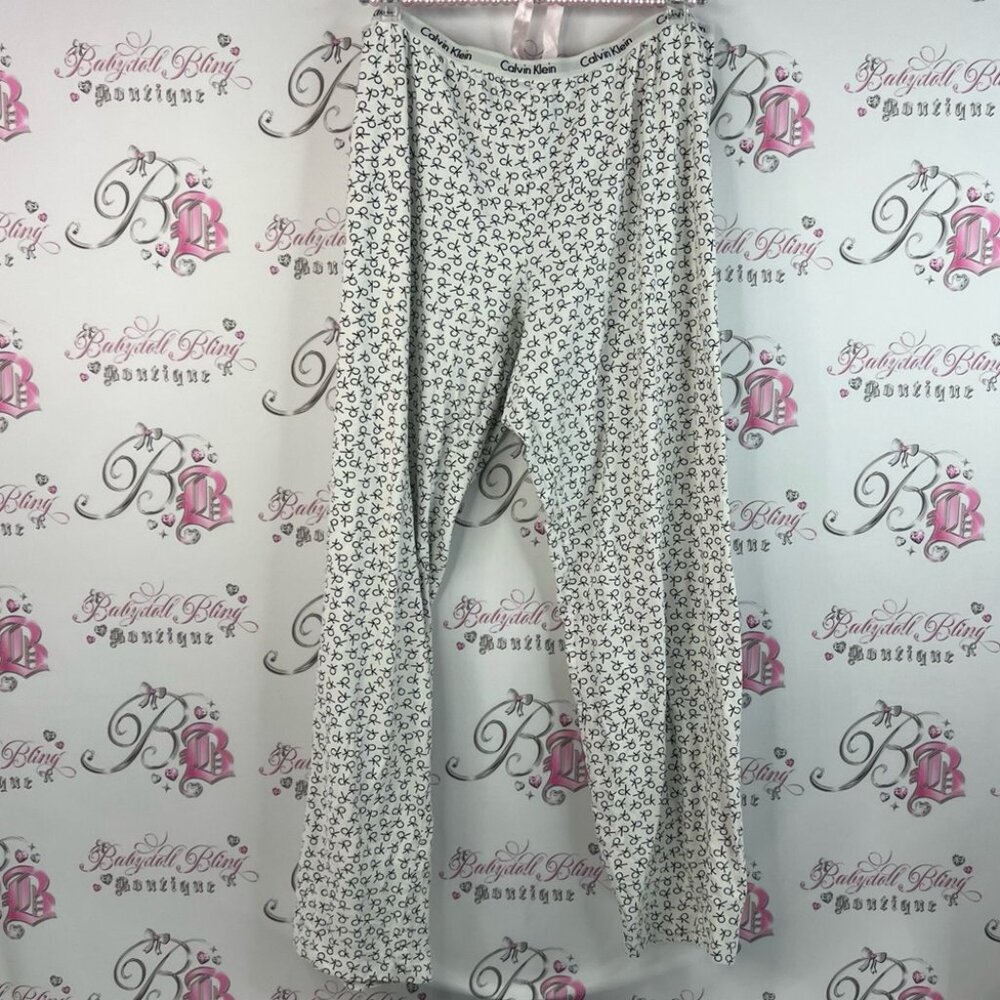 Calvin Klein pants pj bottoms logo print White and Black Logo Pajama Pants